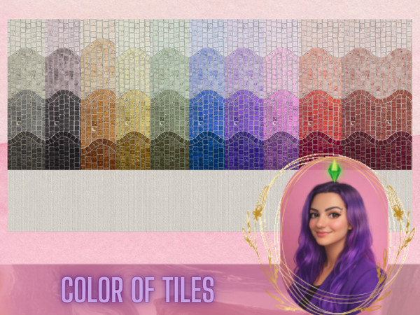 Sims 4 — Color of Tiles by gokcemsims — This wallpaper set features clean tile patterns enhanced with subtle three-tone