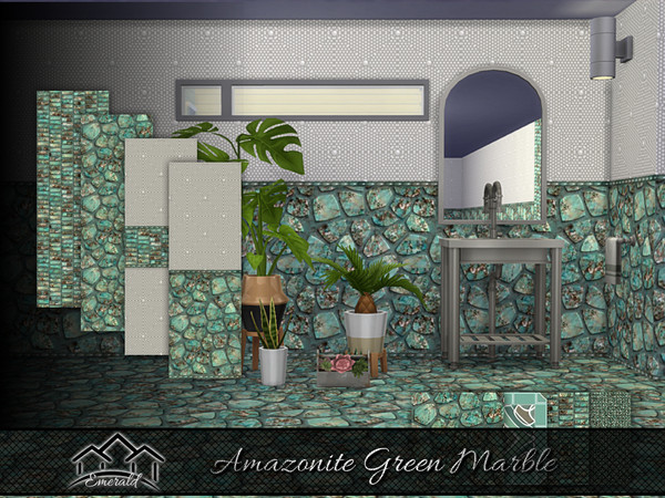 Sims 4 — Amazonite Green Marble by Emerald — Amazonite green marble is a natural stone with deep green and luxurious look