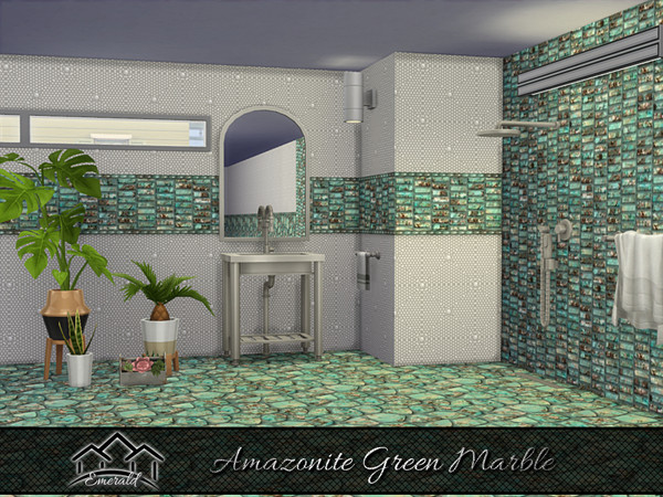 Sims 4 — Amazonite Green Marble wall4 by Emerald — Amazonite green marble is a natural stone with deep green and