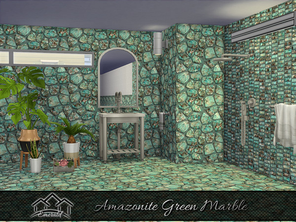 Sims 4 — Amazonite Green Marble wall5 by Emerald — Amazonite green marble is a natural stone with deep green and