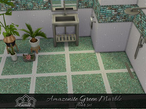 Sims 4 — Amazonite Green Marble floor4 by Emerald — Amazonite green marble is a natural stone with deep green and