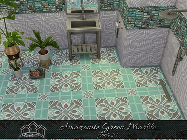 Sims 4 — Amazonite Green Marble floor6 by Emerald — Amazonite green marble is a natural stone with deep green and
