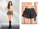 Sims 4 — CHECKERED SHORT SKIRT by ZNsims — check pattern, short skirt, ribbons, high waist, umbrella skirt