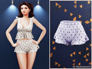 Sims 4 — Polka dot ruffle pajama shorts by MysteriousOo — Soft high-waisted shorts with relaxed fit
