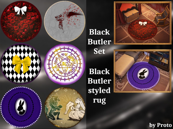 Sims 4 — Black Butler Set - Black Butler styled rug by ProtoInHeaven — Rugs inspired by the anime Black Butler. Six