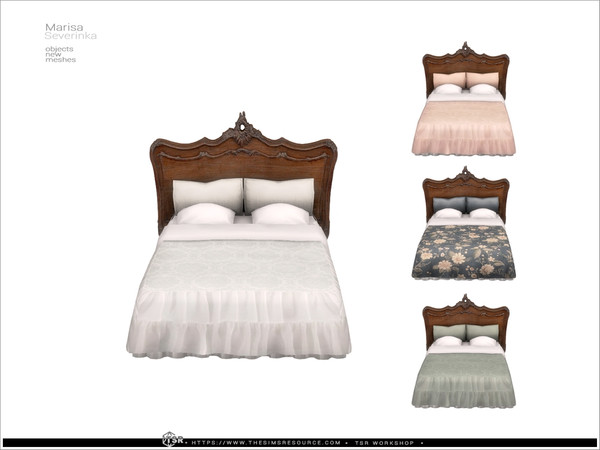 Sims 4 — Marisa - bed double by Severinka_ — A set of furniture and decor for bedroom decoration.