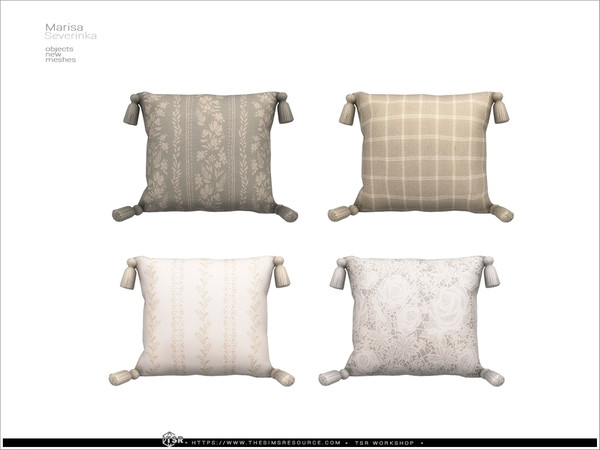 Sims 4 — Marisa - bench pillow by Severinka_ — A set of furniture and decor for bedroom decoration.