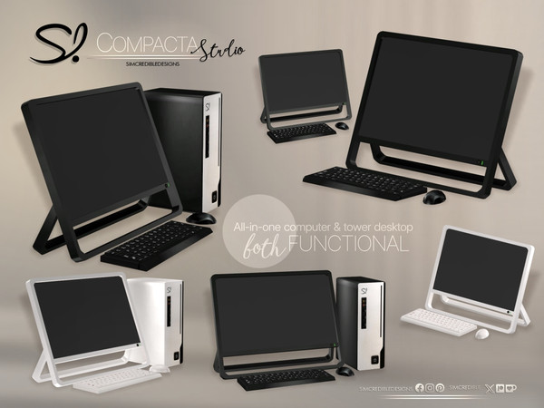 Sims 4 — Compacta Office Computer [with case] by SIMcredible! — This set's pieces are: