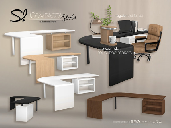 Sims 4 — Compacta Office Desk by SIMcredible! — This set's pieces are: