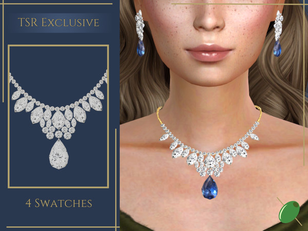 Sims 4 — Philippa Royal Necklace by Pitted0live — Large statement diamond necklace with various diamond cuts Custom