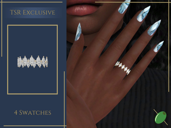Sims 4 — Delaney Diamond Ring by Pitted0live — Marquise cut diamond band Custom catalog image
