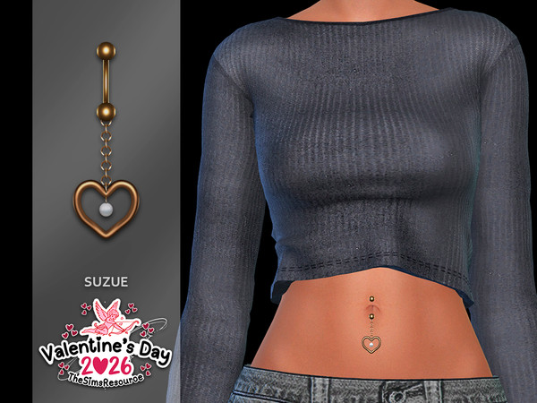 Sims 4 — Lovely Belly Piercing Edited Skins by Suzue — Heart with a pearl belly piercing New Mesh (Suzue)