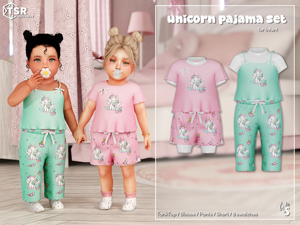 Sims 4 — Unicorn Pajama Set (infant) by WisteriaSims — for infant - girls