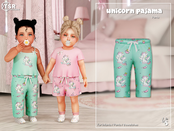 Sims 4 — (Wisteria) UnicornPajama Set - Pants (infant) by WisteriaSims — for toddler - girls