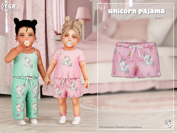 Sims 4 — (Wisteria) UnicornPajama Set - Shorts (infant) by WisteriaSims — for toddler - girls