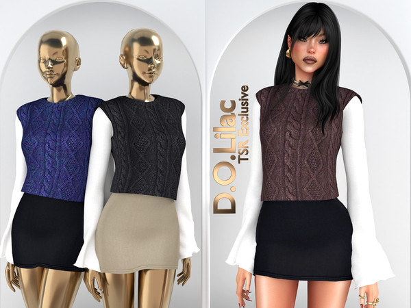 Sims 4 — Soft Layered Chic Set DO130 Top 2119 by DOLilac — Includes: (Top + Bottom)