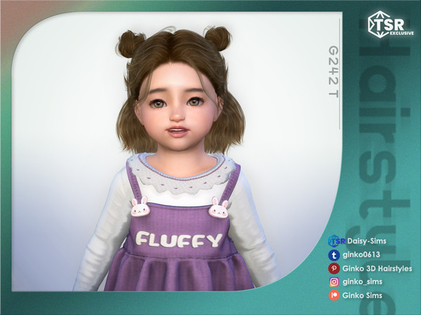 Sims 4 — Half Up Bun Hair for Toddlers - Ginko 242T by Daisy-Sims — 21 base colors + 9 ombre colors