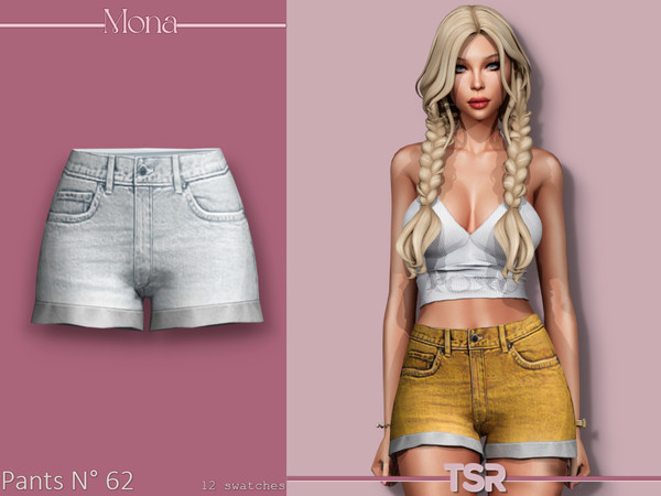 Sims 4 — Denim shorts with volant by Mona — -New mesh-