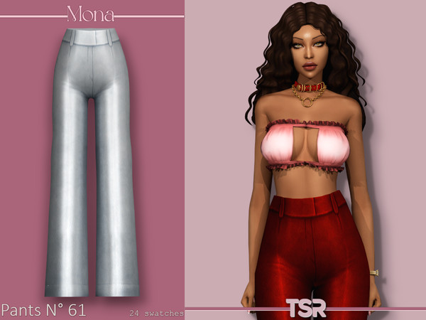 Sims 4 — Long leather pants by Mona — -New mesh-