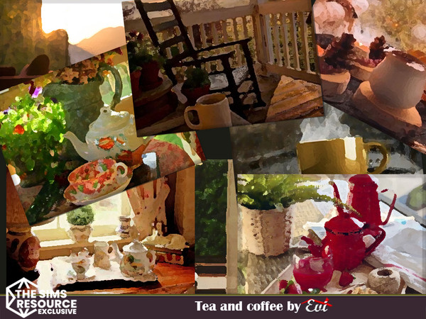Sims 4 — Tea and Coffee. by evi — A variety of eight wall art items with vivid theme.