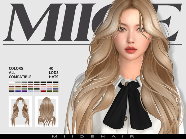 Sims 4 — MIIOE-Curly long hair by MIIOE — Long curly hair designed specifically for The Sims 4. Hope you like it, thank