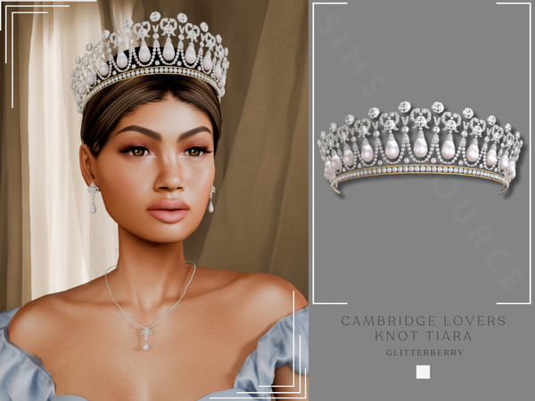 Sims 4 — PATREON- Cambridge Lovers Knot Tiara by Glitterberryfly — A statement pearl tiara inspired by the Cambridge