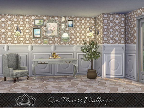 Sims 4 — Geo Flowers Wallpaper5 by Emerald — Create the perfect accent for any wall in your home with Geo flowers