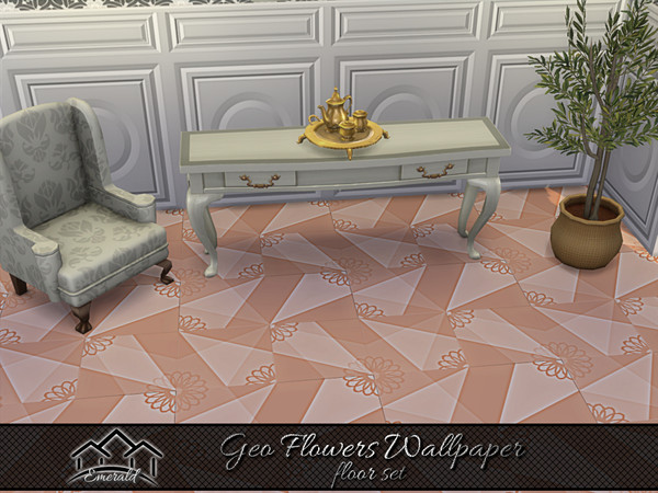 Sims 4 — Geo Flowers Wallpaper floor1 by Emerald — Create the perfect accent for any wall in your home with Geo flowers