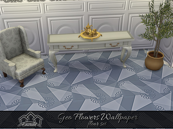Sims 4 — Geo Flowers Wallpaper floor2 by Emerald — Create the perfect accent for any wall in your home with Geo flowers