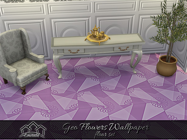 Sims 4 — Geo Flowers Wallpaper floor3 by Emerald — Create the perfect accent for any wall in your home with Geo flowers