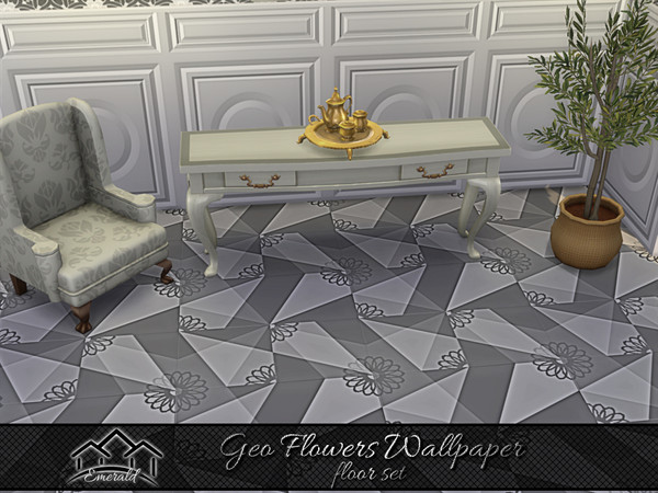 Sims 4 — Geo Flowers Wallpaper floor4 by Emerald — Create the perfect accent for any wall in your home with Geo flowers