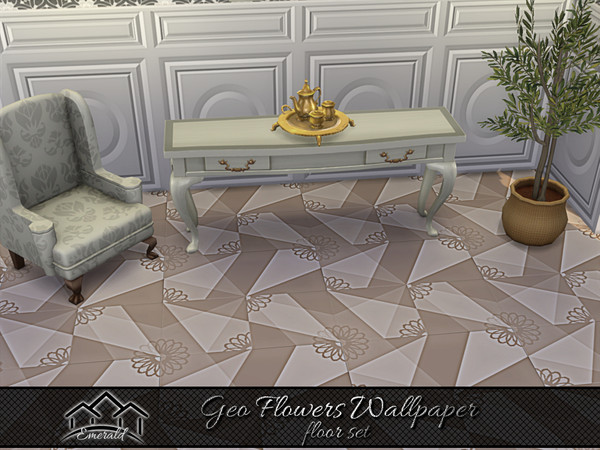 Sims 4 — Geo Flowers Wallpaper floor5 by Emerald — Create the perfect accent for any wall in your home with Geo flowers
