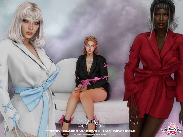 Sims 4 — Klubb - Kae Bow Heels by VentaStudio — Mercy Bow Blazer