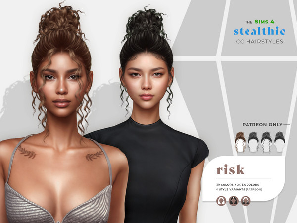 Sims 4 — Stealthic - Risk (Hair) by Stealthic — - 39 Colors + 24 EA Colors (Dark Roots & Ombres)