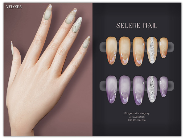 Sims 4 — VELYSEA Selene Nail by VELYSEA — -Fingernail category -HQ comatble -31 swatches