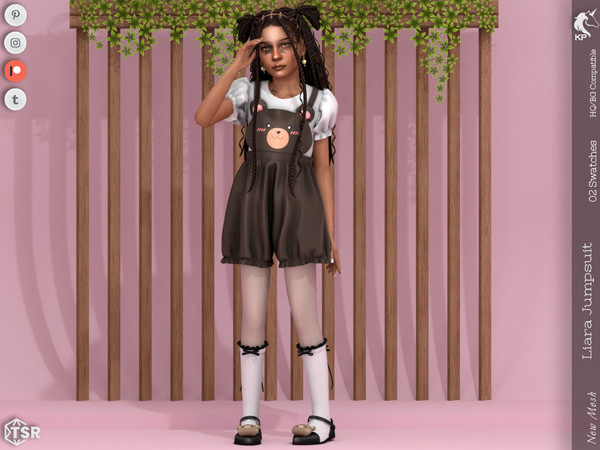 Sims 4 — Liara Jumpsuit- Child by KaTPurpura — Jumpsuit with ruffles and a bear wearing a t-shirt