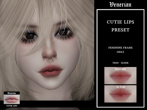 Sims 4 — Cutie Lips Preset by Venerian by Venerian — Teen to Elder Feminine frame only Custom Thumbnail