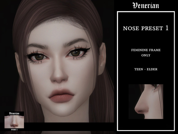 Sims 4 — Nose Preset 1 by Venerian by Venerian — Teen to elder Feminine and masculine frame Custom thumbnail