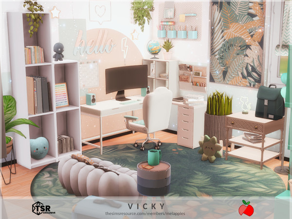 Sims 4 — Vicky - office by melapples — a cozy office in shades of green. enjoy! 5x5