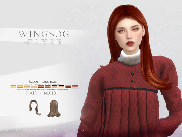 Sims 4 — WINGS-NL0101-Smooth long hair by wingssims — Colors:30