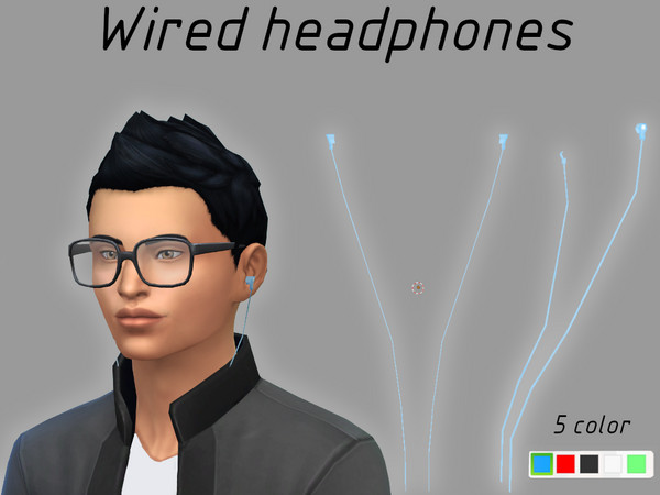Sims 4 — Wired headphones by Oguzok — Wired headphones, with the movement of the character's head.