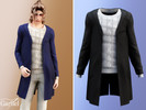 Sims 4 — Adult - Long layered coat with textured knit sweater by Garfiel — Modern layered outfit featuring a long open