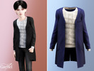 Sims 4 — Child - Long casual coat layered with cozy knit sweater by Garfiel — A casual long coat paired with a textured