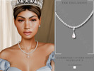 Sims 4 — Cambridge Lovers Knot Necklace v2 by Glitterberryfly — A diamond necklace with pearl pendant