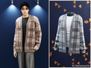Sims 4 — Male - Plaid knit cardigan by MysteriousOo — Relaxed knit cardigan with classic plaid pattern