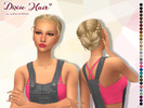 Sims 4 — Dixie Hair by Lewbertsn00tles — A double-dutch braid hairstyle that flows into a messy bun. Maxis Match