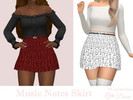 Sims 4 — Music Notes Skirt by Dissia — High waist short skirt with black belt and music notes pattern
