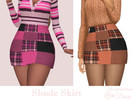 Sims 4 — Shode Skirt by Dissia — High waist rectangles block plaid ribbed short skirt