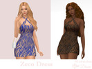 Sims 4 — Zeco Dress by Dissia — Neck cleavage cut zebra pattern short dress