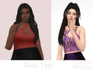 Sims 4 — Zeco Top by Dissia — Neck cleavage cut zebra pattern short top